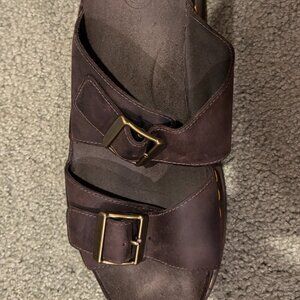 Dr Martens Sandals Shoes Men's Size 10 Brown Suede Double Buckle Slide AirWair